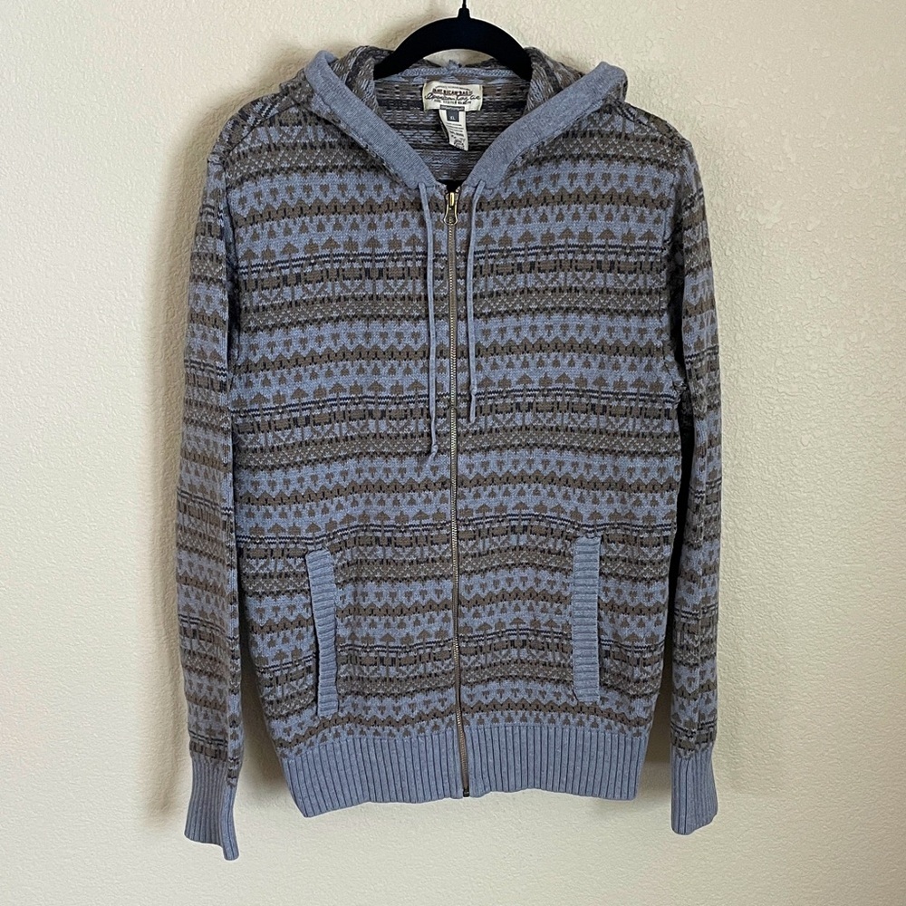 American Rag Fair Isle Cardigan Sweater Women’s XL Cotton Full Zip Scandi Chunky